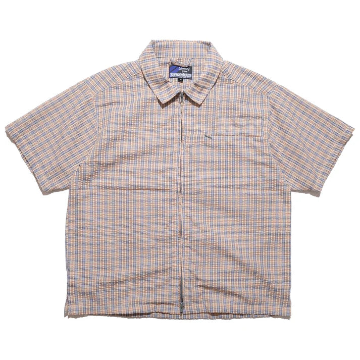 108WAREHOUSE - SEERSUCKER ZIP SHIRT APRICOT PLAID - APRICOT
