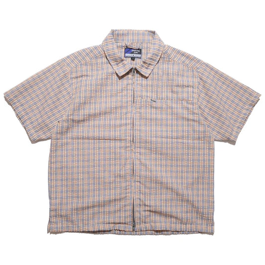 108WAREHOUSE - SEERSUCKER ZIP SHIRT APRICOT PLAID - APRICOT