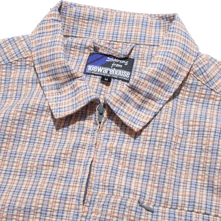 108WAREHOUSE - SEERSUCKER ZIP SHIRT APRICOT PLAID - APRICOT