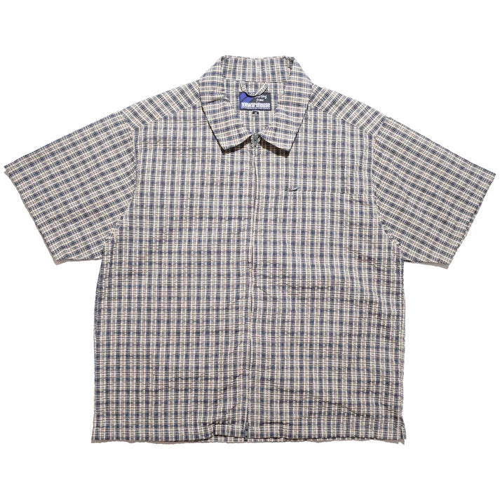 108WAREHOUSE - SEERSUCKER ZIP SHIRT BLUEBERRY - BULEBERRY