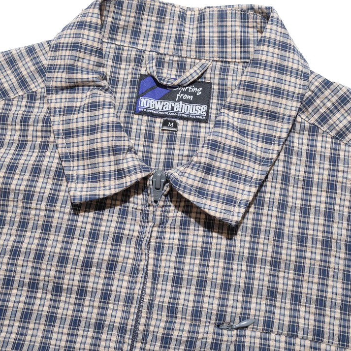 108WAREHOUSE - SEERSUCKER ZIP SHIRT BLUEBERRY - BULEBERRY