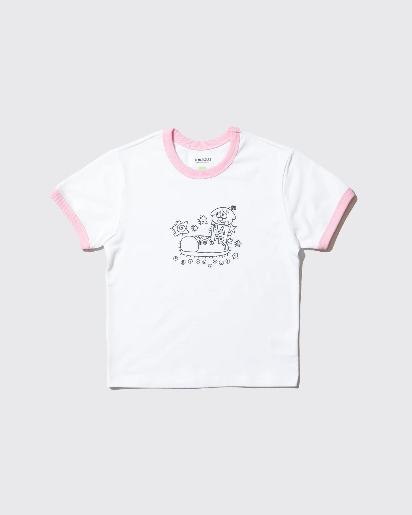 DEMARCOLAB - HAPPY MINI RINGER TEE - WHITE