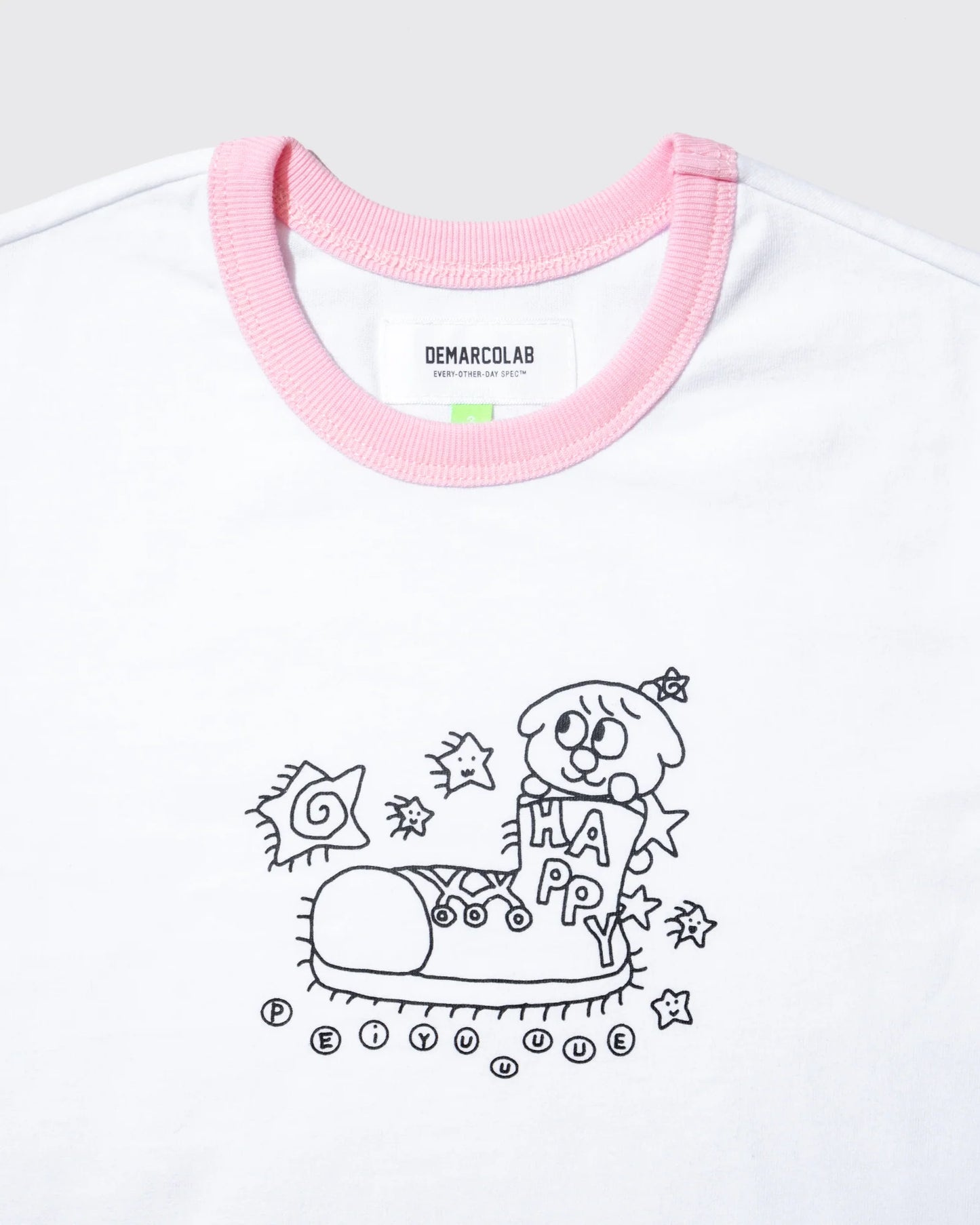 DEMARCOLAB - HAPPY MINI RINGER TEE - WHITE