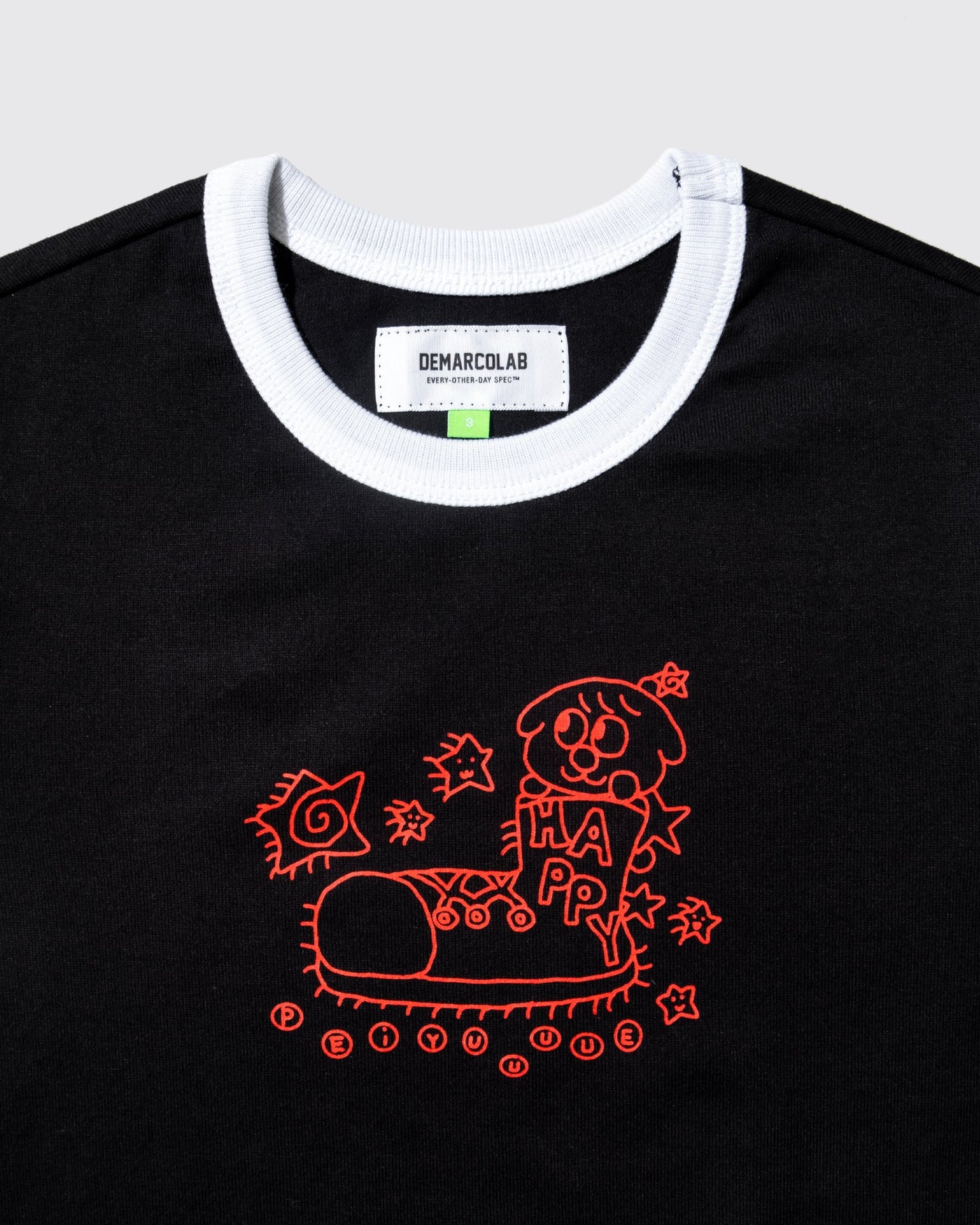 DEMARCOLAB - HAPPY MINI RINGER TEE - BLACK