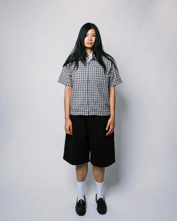 108WAREHOUSE - SEERSUCKER ZIP SHIRT BLUEBERRY - BULEBERRY