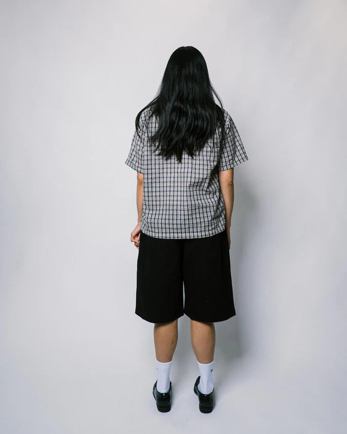 108WAREHOUSE - SEERSUCKER ZIP SHIRT BLUEBERRY - BULEBERRY