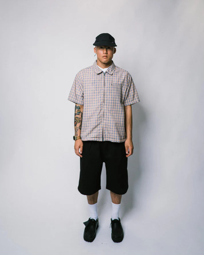 108WAREHOUSE - SEERSUCKER ZIP SHIRT APRICOT PLAID - APRICOT