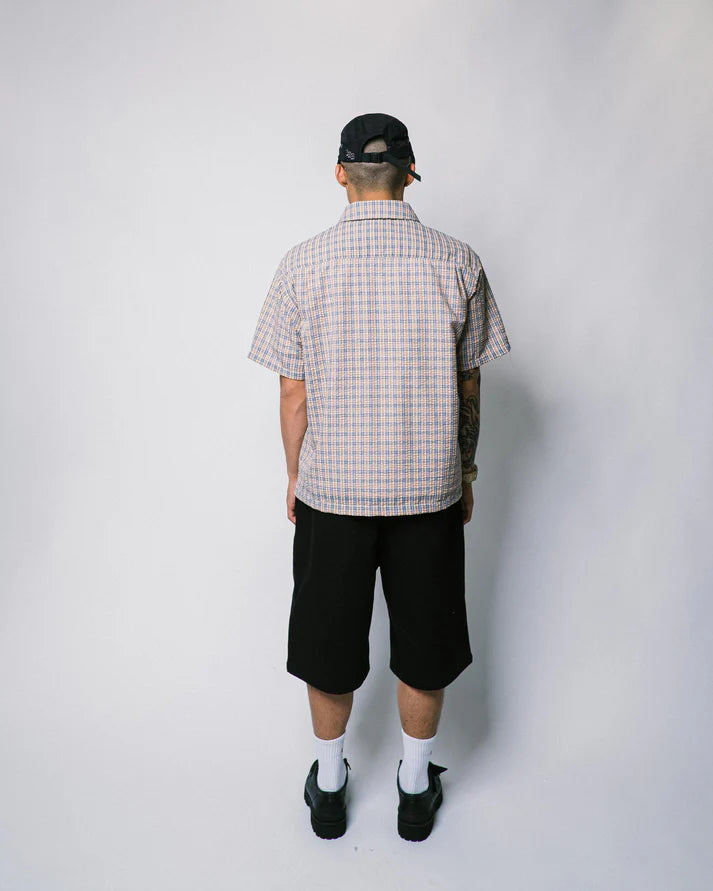 108WAREHOUSE - SEERSUCKER ZIP SHIRT APRICOT PLAID - APRICOT