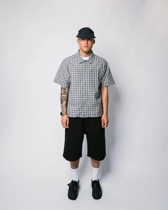 108WAREHOUSE - SEERSUCKER ZIP SHIRT BLUEBERRY - BULEBERRY