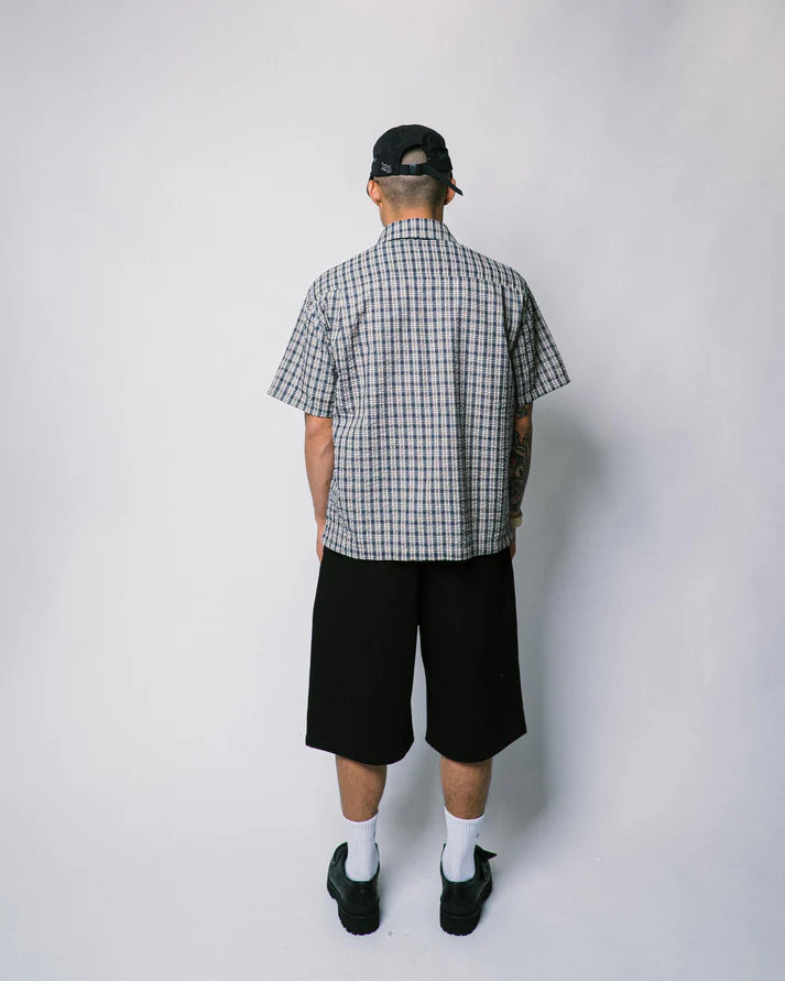 108WAREHOUSE - SEERSUCKER ZIP SHIRT BLUEBERRY - BULEBERRY