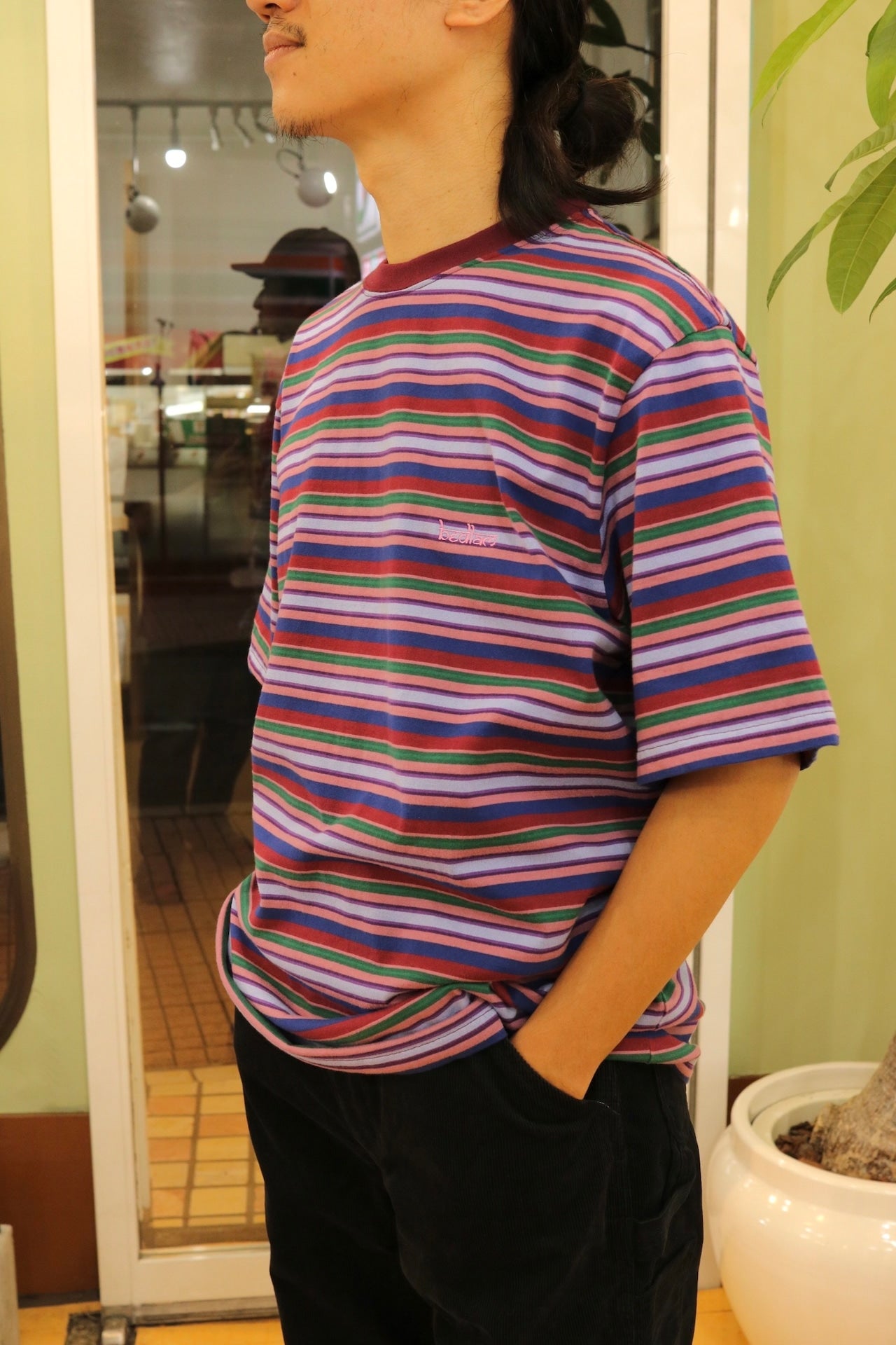 BEDLAM - DROOPS BORDER TEE - PURPLE