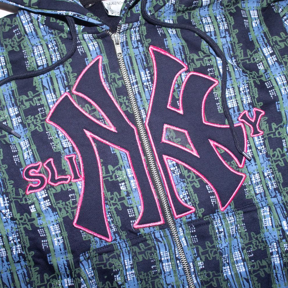 SLINKY - YANKEES BOOTLEG PLAID ZIP HOOD - NAVY