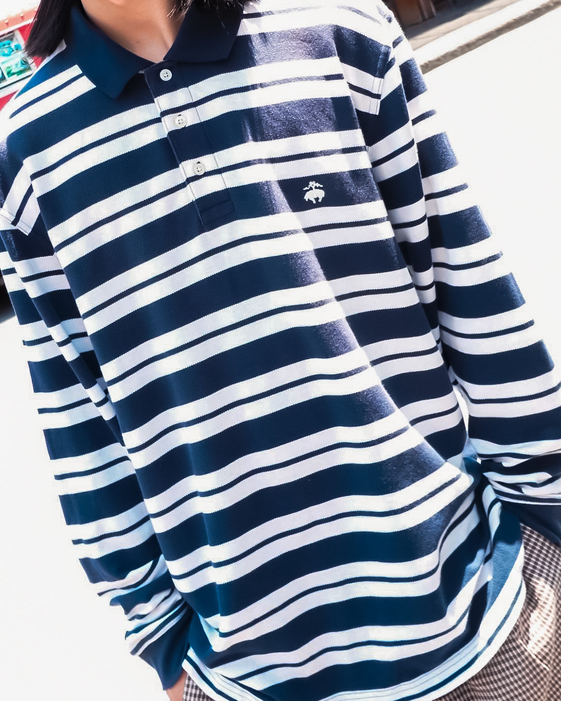USED AND VINTAGE BROOKS BROTHERS – STRIPED LONG SLEEVE POLO SHIRT