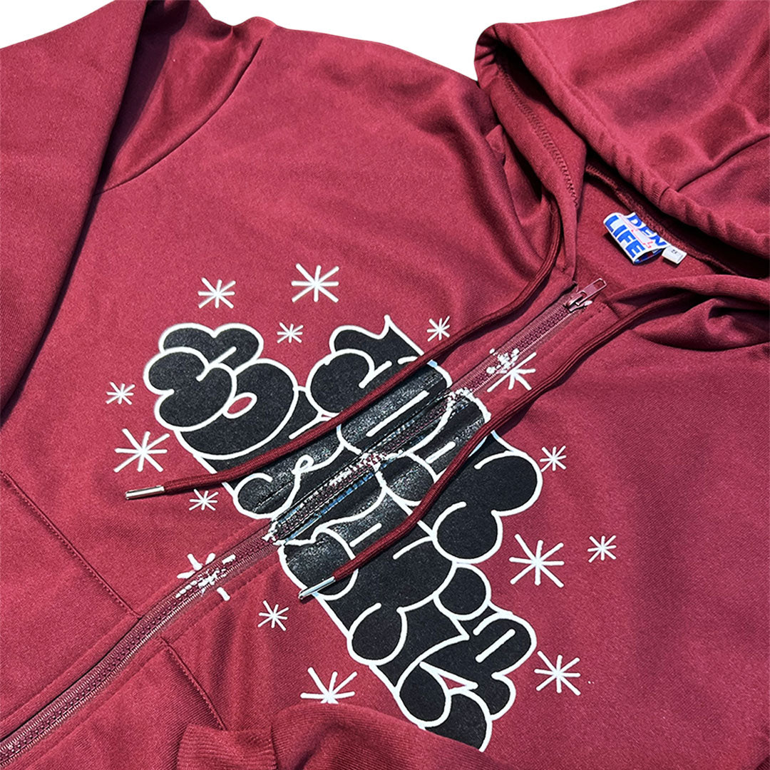 DEN - THROWIE - HOODIE - BURGANDY