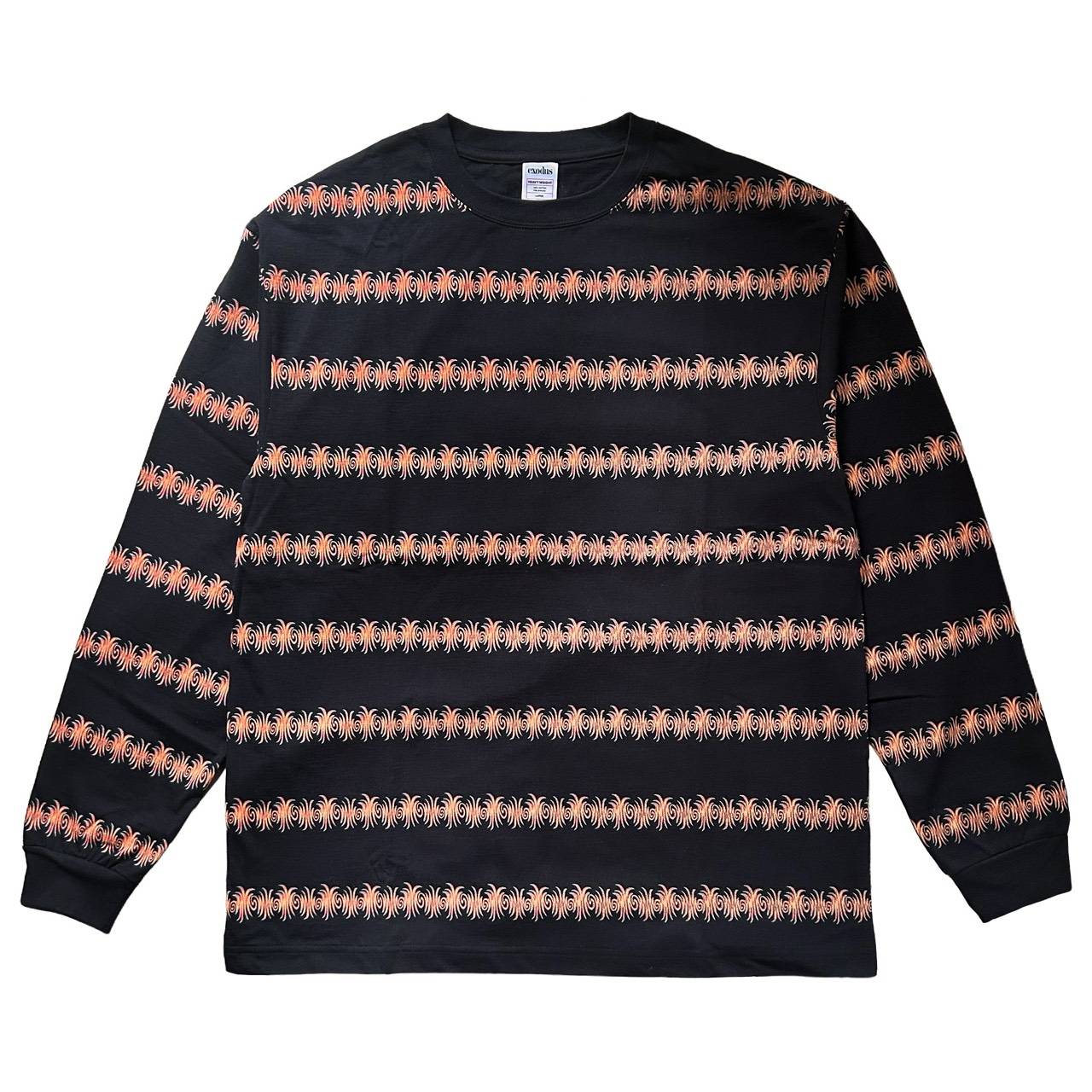 EXODUS - GLASS STRIPE L/S T SHIRT - BLACK