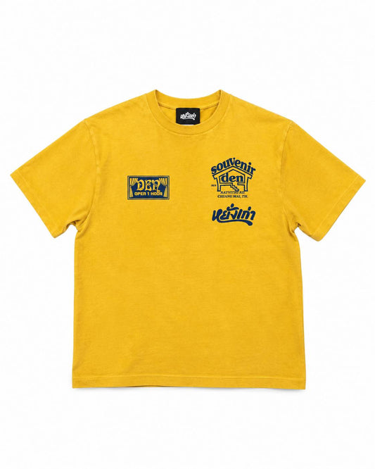 DEN SOUVENIR × OPEN 1 HOUR × YANGGAO T-SHIRT — MUSTARD