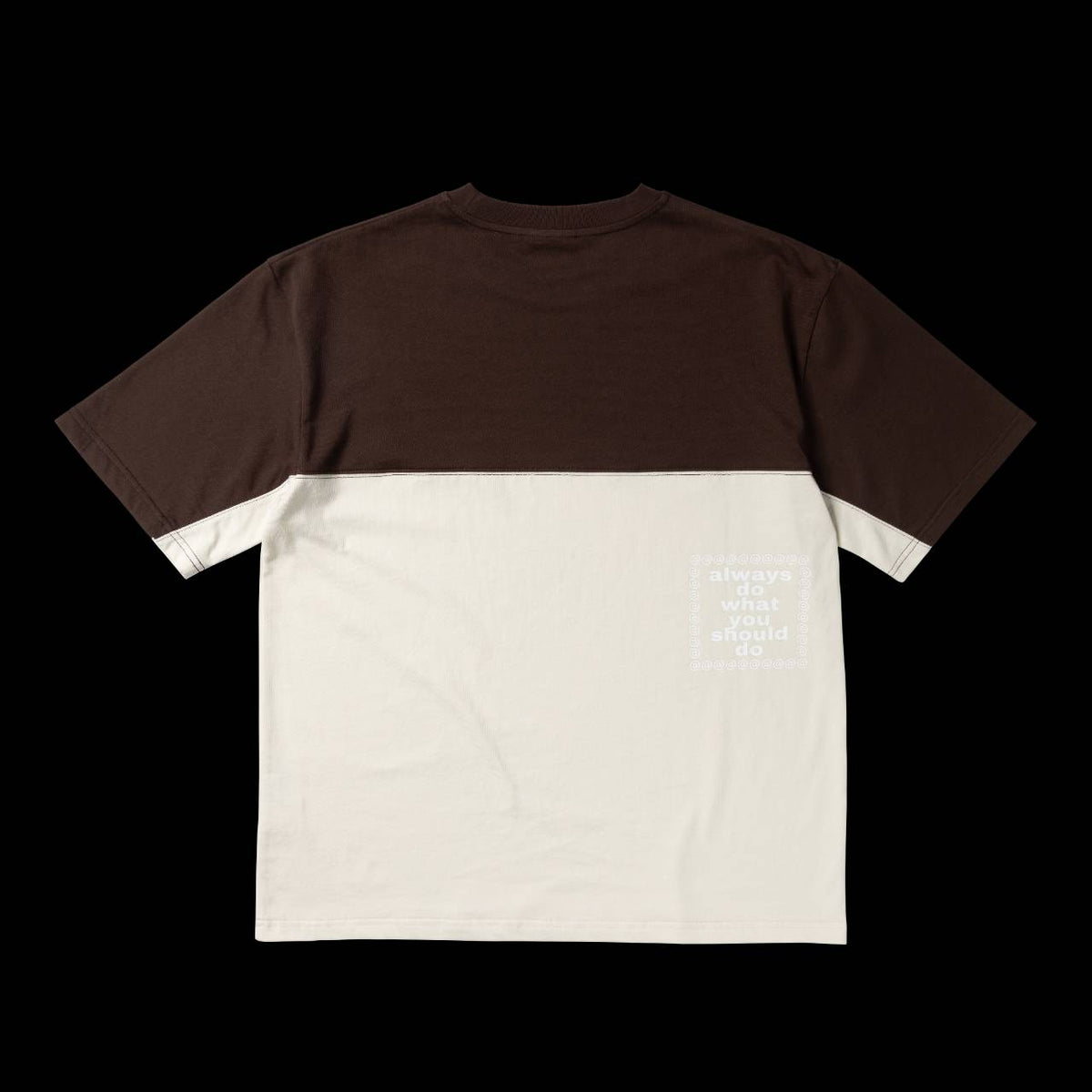 ALWAYS - WAZA PANELLED T-SHIRT - CREAM/BROWN