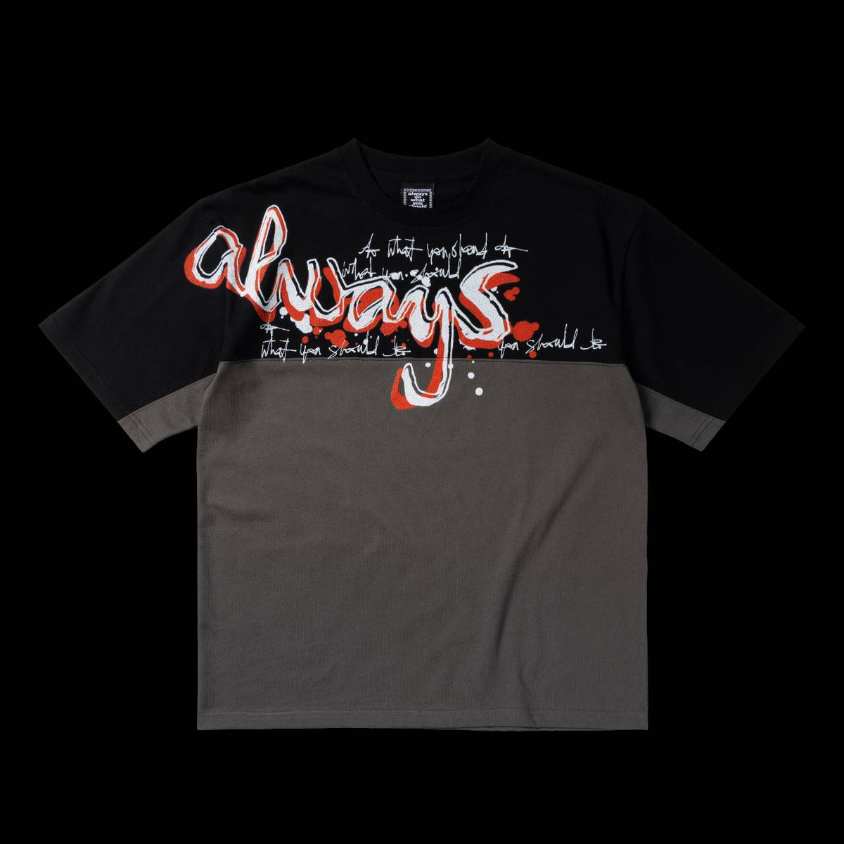 ALWAYS - WAZA PANELLED T-SHIRT - GREY/BLACK