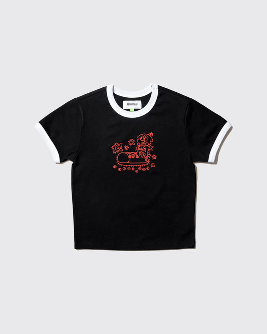 DEMARCOLAB - HAPPY MINI RINGER TEE - BLACK