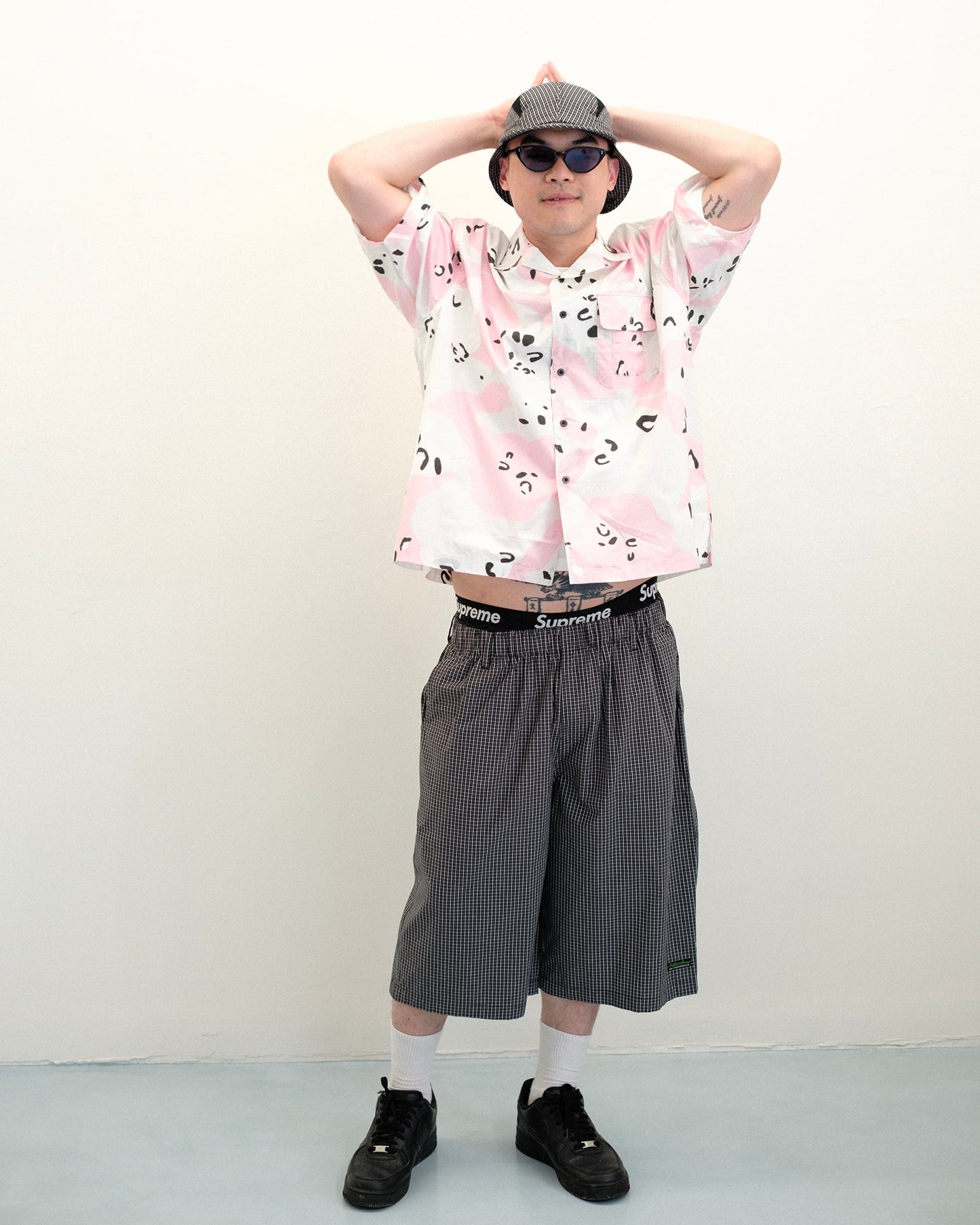 DEMARCOLAB - PLAID JUMBO SHORTS (Black)