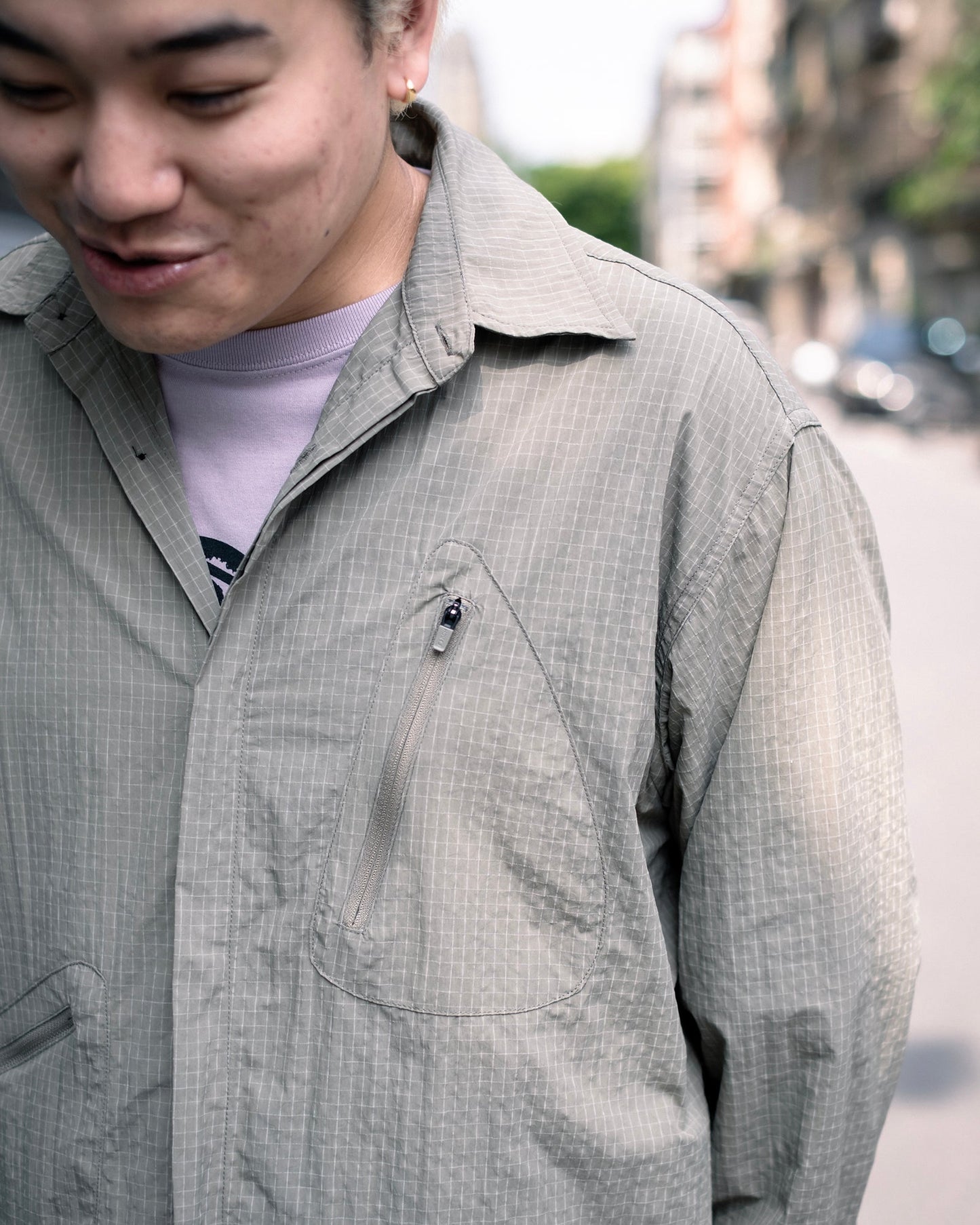 DEMARCOLAB - ATOM II GRID NYLON SHIRT (Sage)