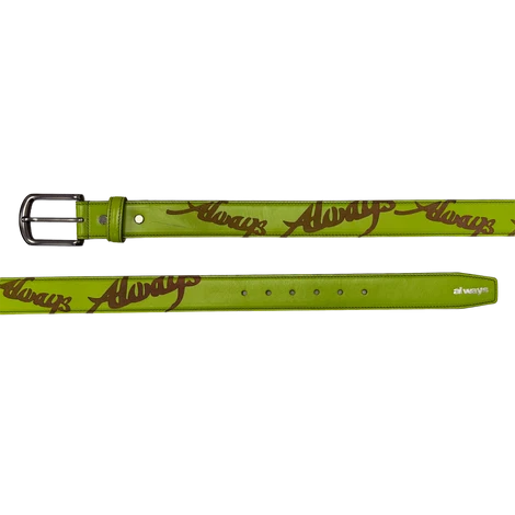 ALWAYS - LAZERPRINT COWHIDE BELT - GREEN/PURPLE