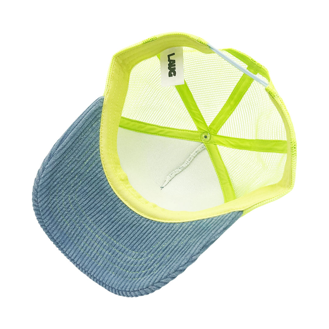 LAUG - HOME LOGO CORDUROY TRUCKER HAT - BLUE/SAFE GREEN