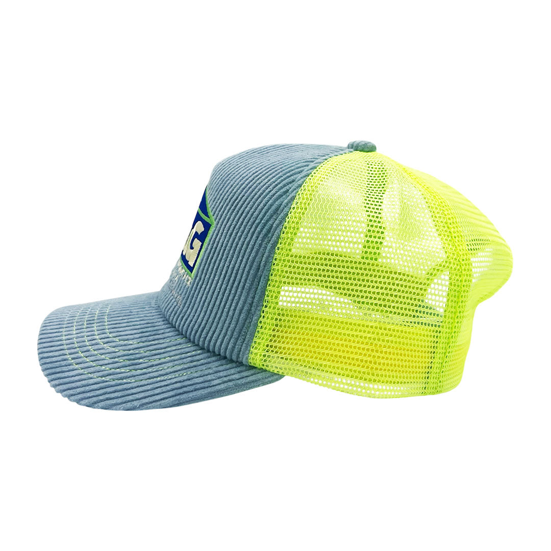 LAUG - HOME LOGO CORDUROY TRUCKER HAT - BLUE/SAFE GREEN