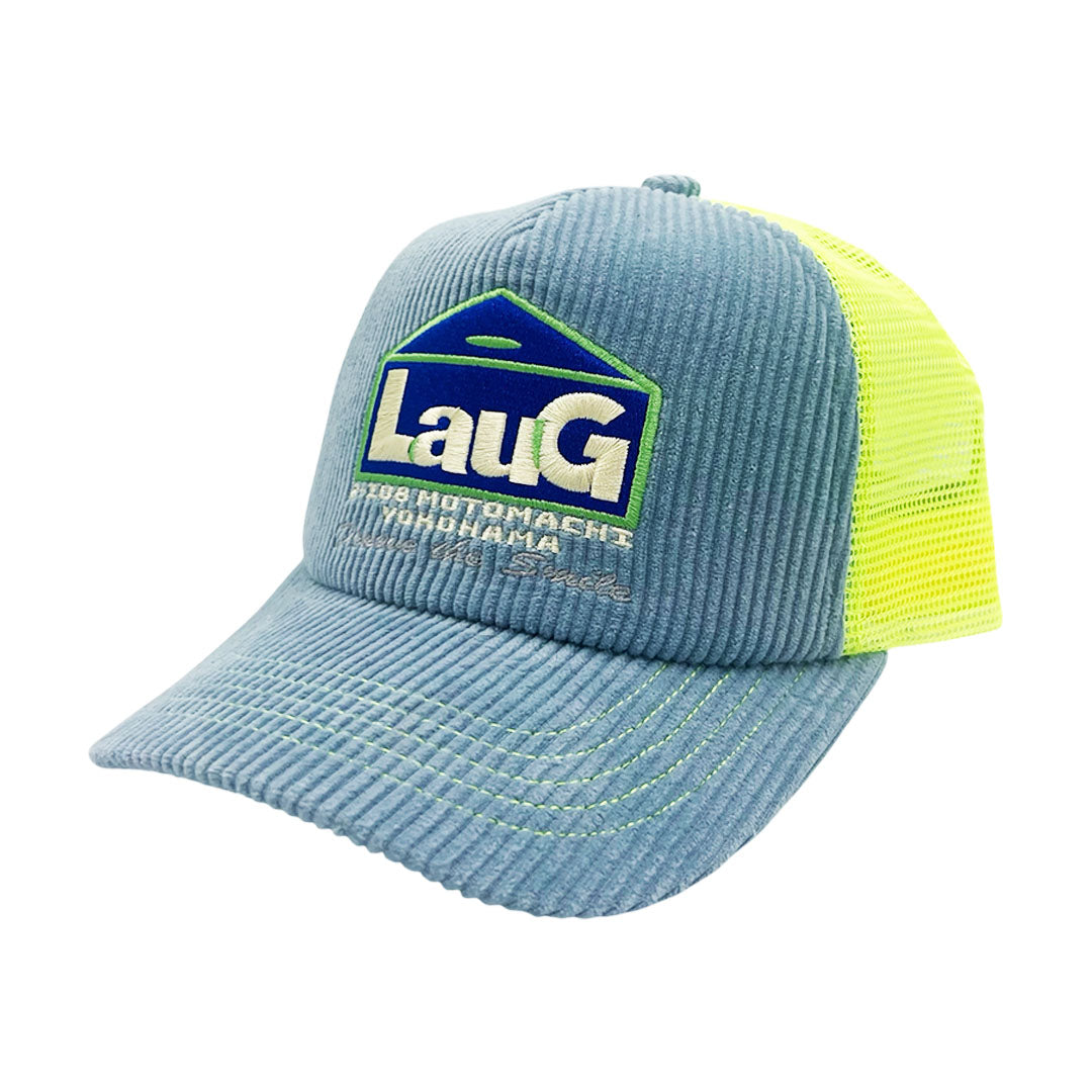 LAUG - HOME LOGO CORDUROY TRUCKER HAT - BLUE/SAFE GREEN