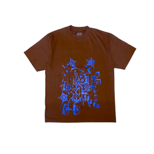 WIMP - CHAOS GRAPHIC TEE - BROWN/BLUE