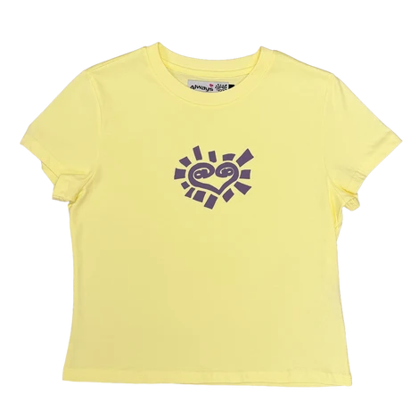 ALWAYS - HEART BABY TEE - PALE YELLOW/PURPLE