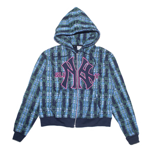 SLINKY - YANKEES BOOTLEG PLAID ZIP HOOD - NAVY