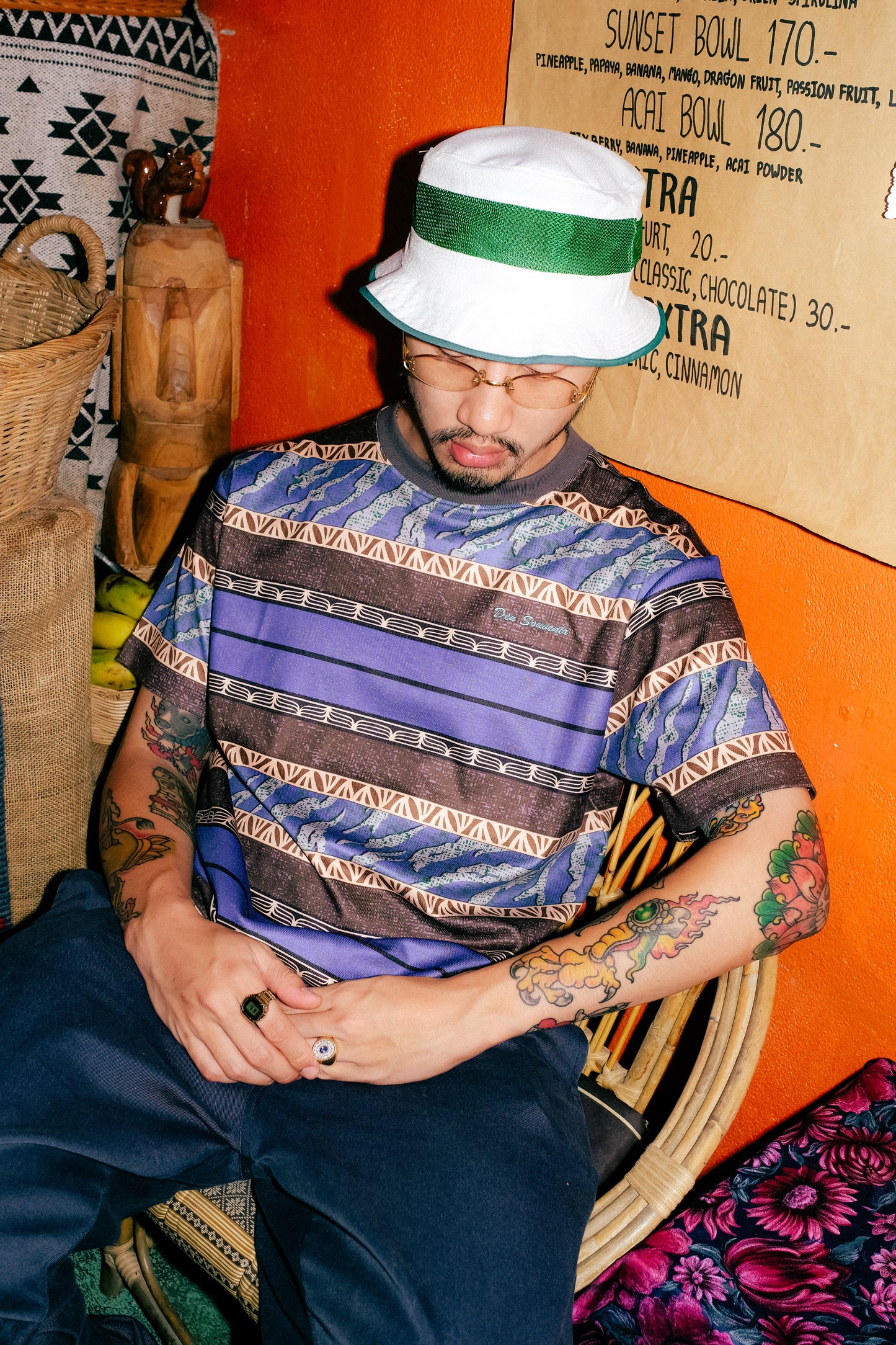 DEN - BORDERLINE STRIPE T-SHIRT - BLUE HAWAII